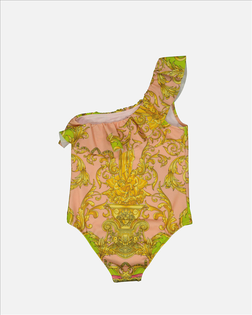 Children's Swimwear, Barocco Design, Yellow Swimsuit, Versace Kids, Luxury Ready-to-Wear