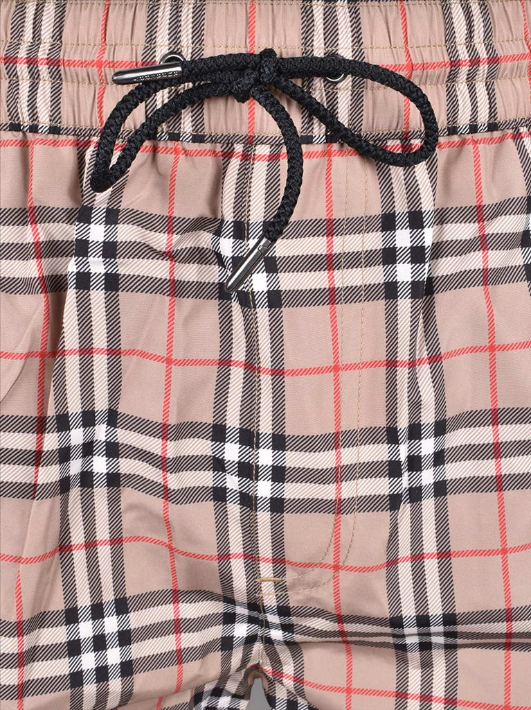 Burberry swim shorts, beige check swim shorts, luxury swimwear, designer swimwear for men, Burberry beachwear