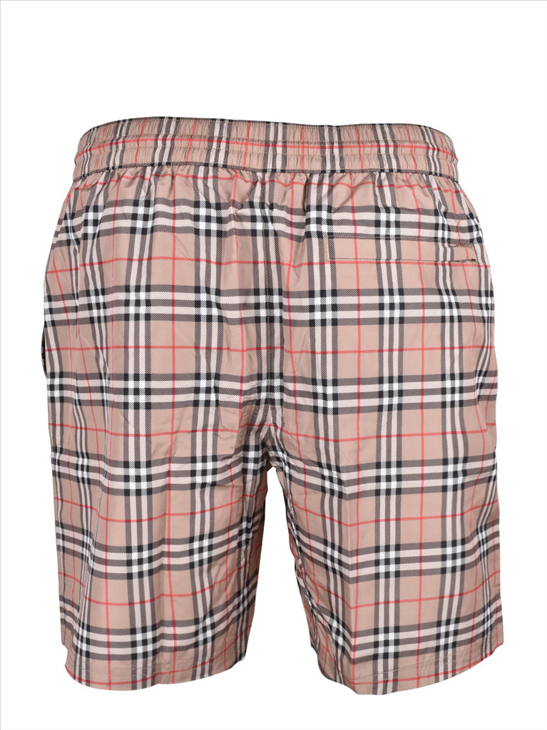 Burberry swim shorts, beige check swim shorts, luxury swimwear, designer swimwear for men, Burberry beachwear