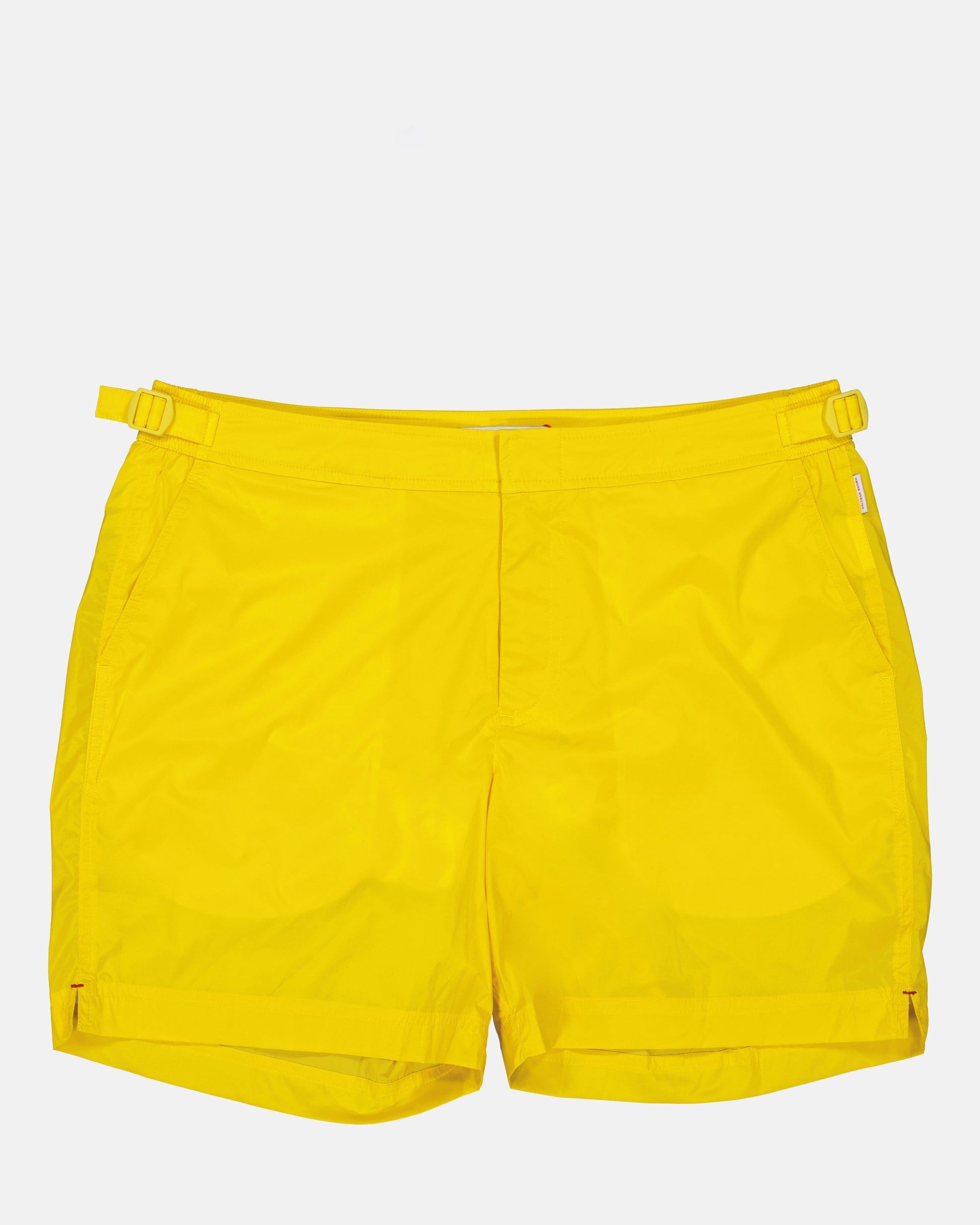 Orlebar Brown Swimwear, Luxury Men's Swimwear, Yellow Swim Trunks, Elegant Swim Shorts, Summer Ready-to-Wear