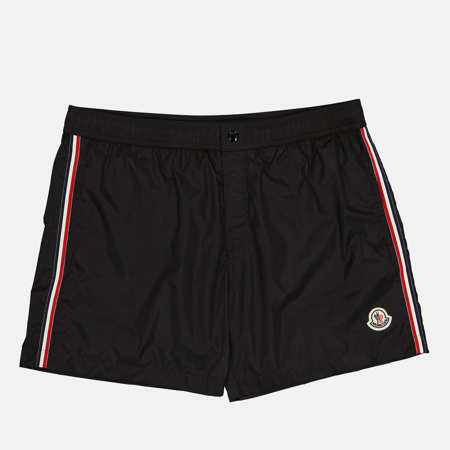 Moncler swim shorts, men's luxury swimwear, black swim shorts, designer swimwear, high-end beachwear