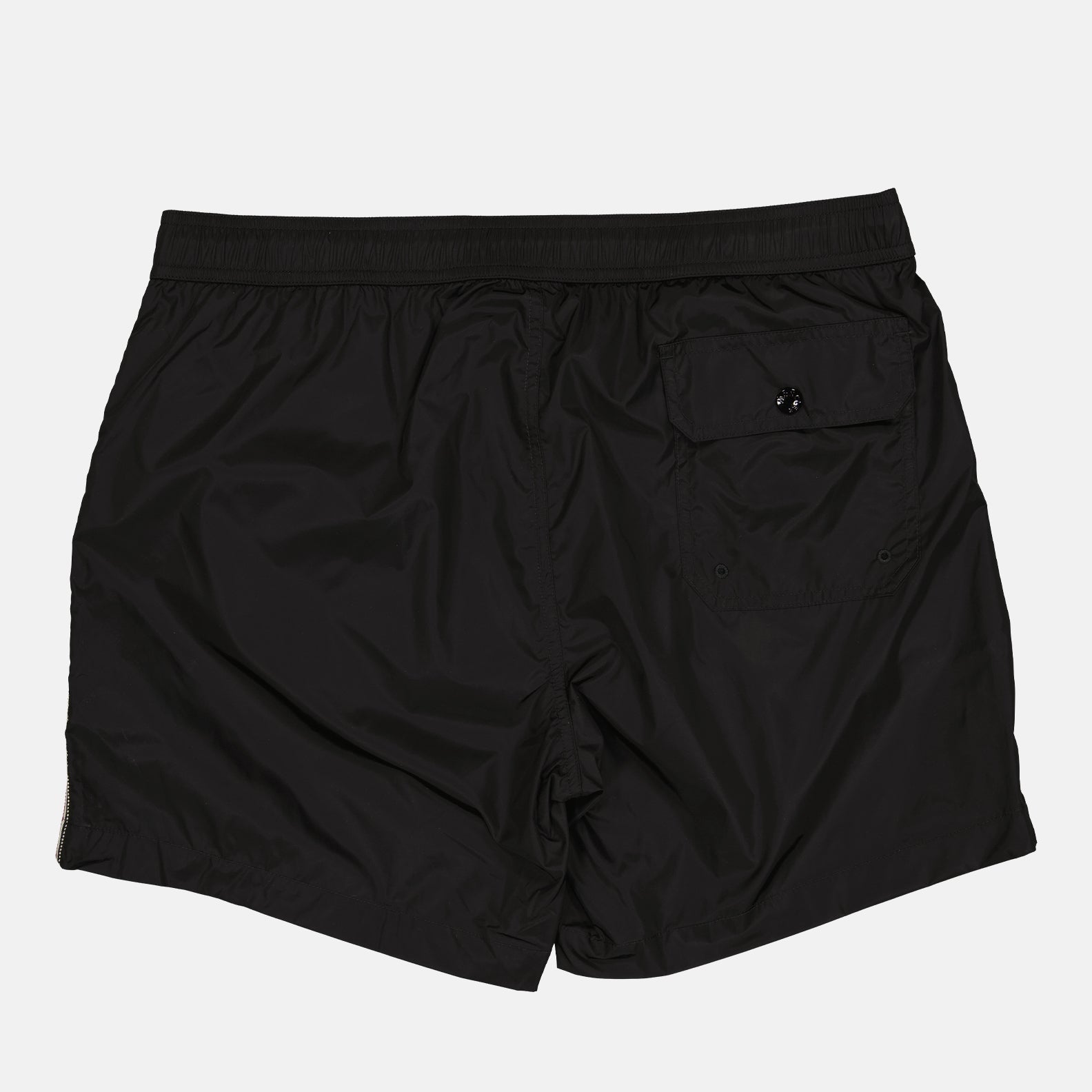 Moncler swim shorts, men's luxury swimwear, black swim shorts, designer swimwear, high-end beachwear