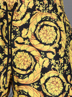 swim trunks, gold swimwear, elegant beachwear, sophisticated swim shorts, stylish summer