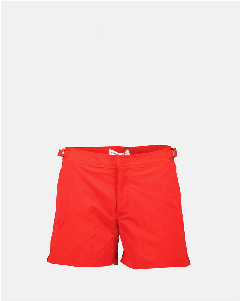 Orlebar Brown, swim shorts, red swim trunks, nylon shorts, luxury swimwear