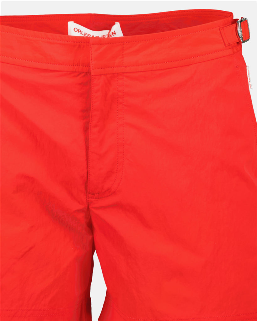 Orlebar Brown, swim shorts, red swim trunks, nylon shorts, luxury swimwear