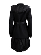 Prada, Bi-material coat, Women’s luxury coat, Black coat, High-end fashion