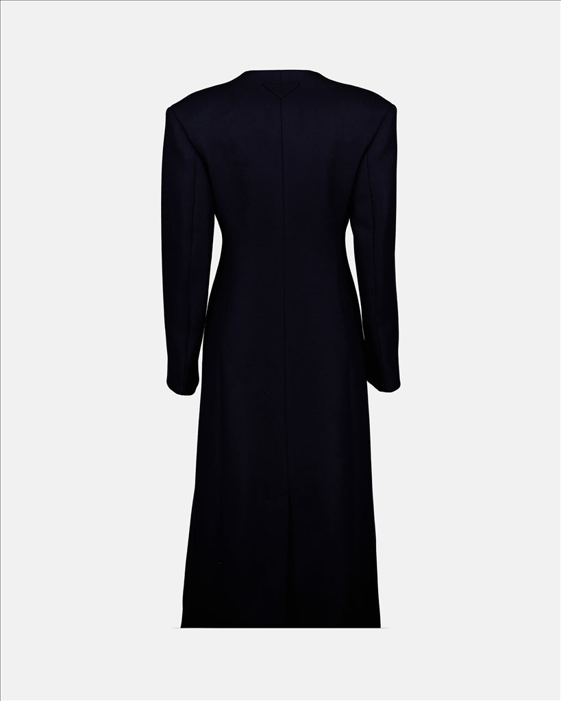 Long Prada Coat, High-Quality Wool, Tailored Fit, Women's Coat, Luxurious Fashion