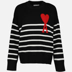 unisex sweater, Ami de Coeur, luxury wool sweater, striped pattern sweater, high-end fashion