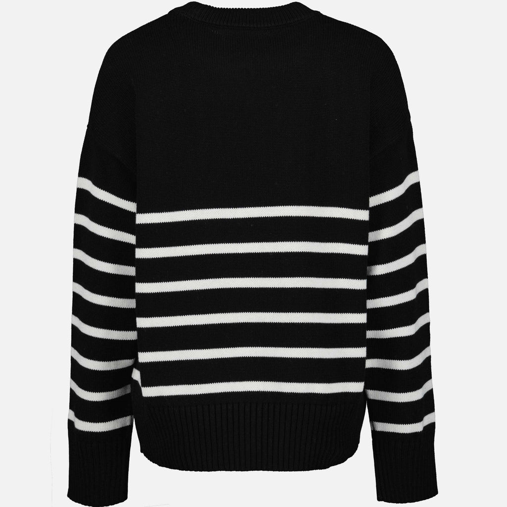 unisex sweater, Ami de Coeur, luxury wool sweater, striped pattern sweater, high-end fashion