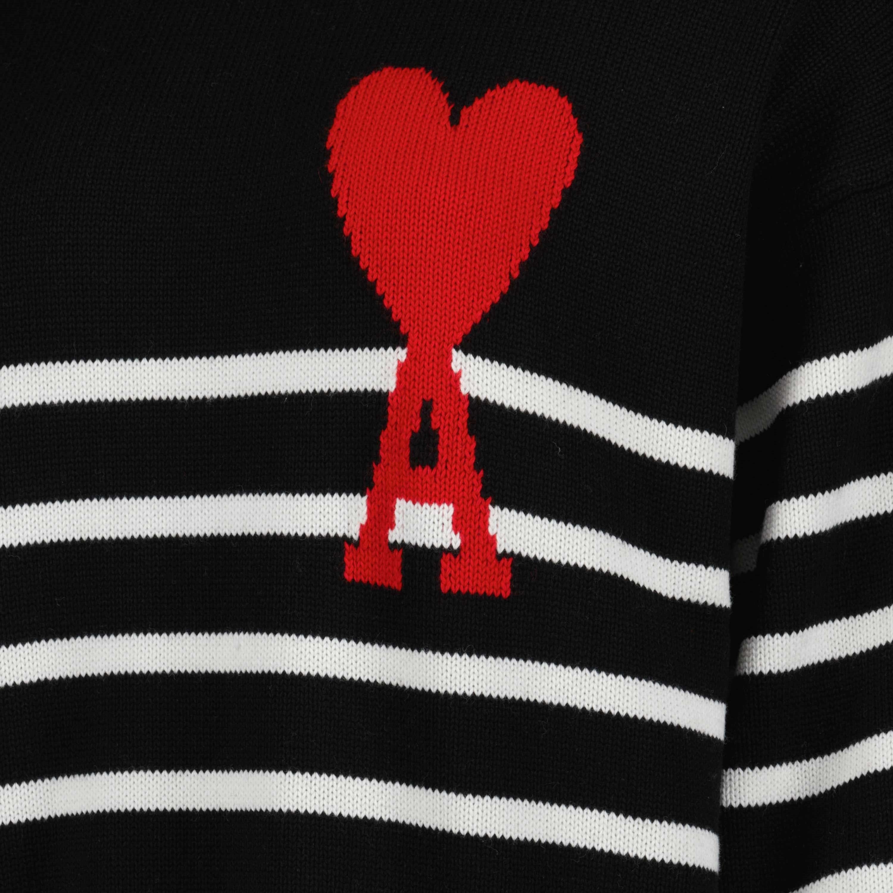 unisex sweater, Ami de Coeur, luxury wool sweater, striped pattern sweater, high-end fashion