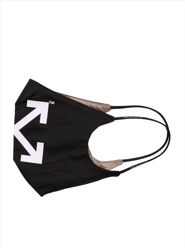 Off-White mask, luxury face mask, unisex fashion mask, black designer mask, avant-garde mask