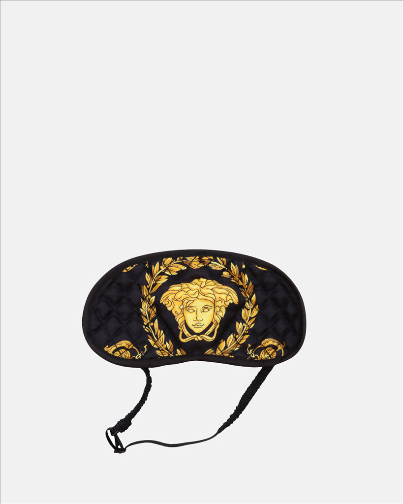 Versace, luxury sleep mask, Crete de Fleur Noir, unisex sleep accessory, high-end fashion