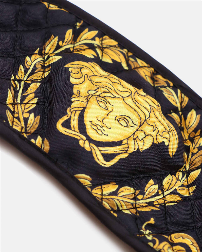 Versace, luxury sleep mask, Crete de Fleur Noir, unisex sleep accessory, high-end fashion