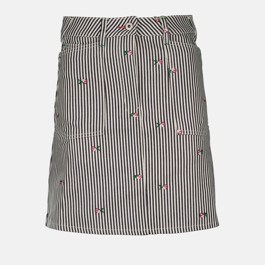 Kenzo, mini skirt, striped denim, women's fashion, luxury clothing