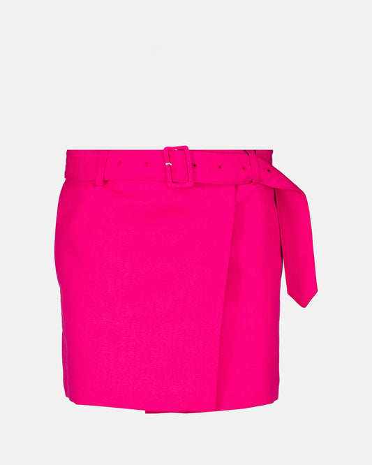 Pink Mini Skirt, Wool Skirt, AMI Paris, Belted Women's Skirt, Luxury Ready-to-Wear