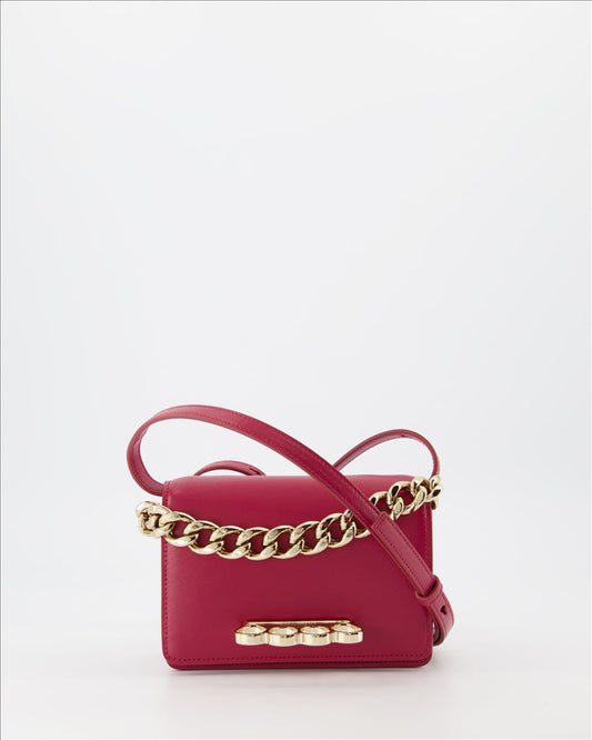 Alexander McQueen, mini bag, red bag, smooth leather bag, Four Ring bag