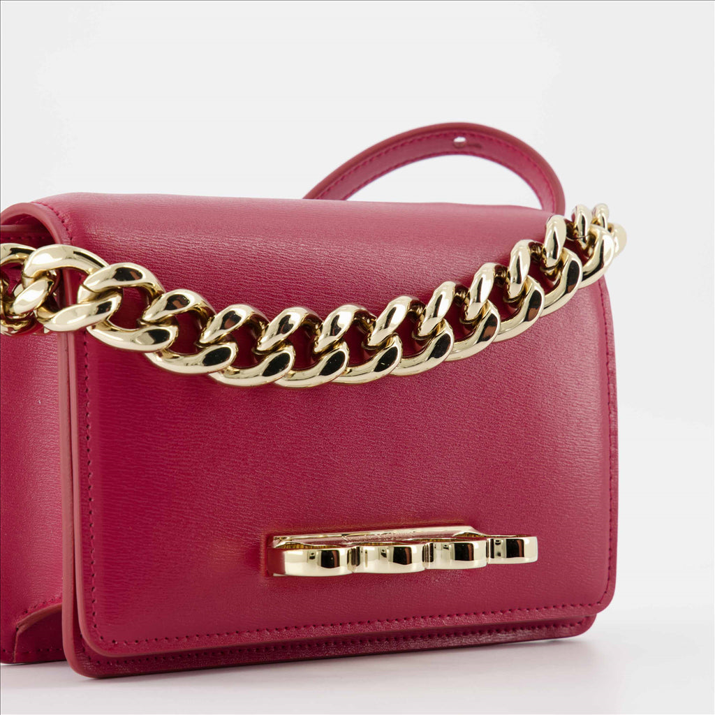 Alexander McQueen, mini bag, red bag, smooth leather bag, Four Ring bag