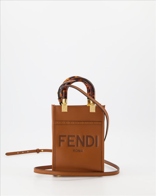 Fendi handbag, Mini Sac Shopping, luxury handbag, marron handbag, women's accessories