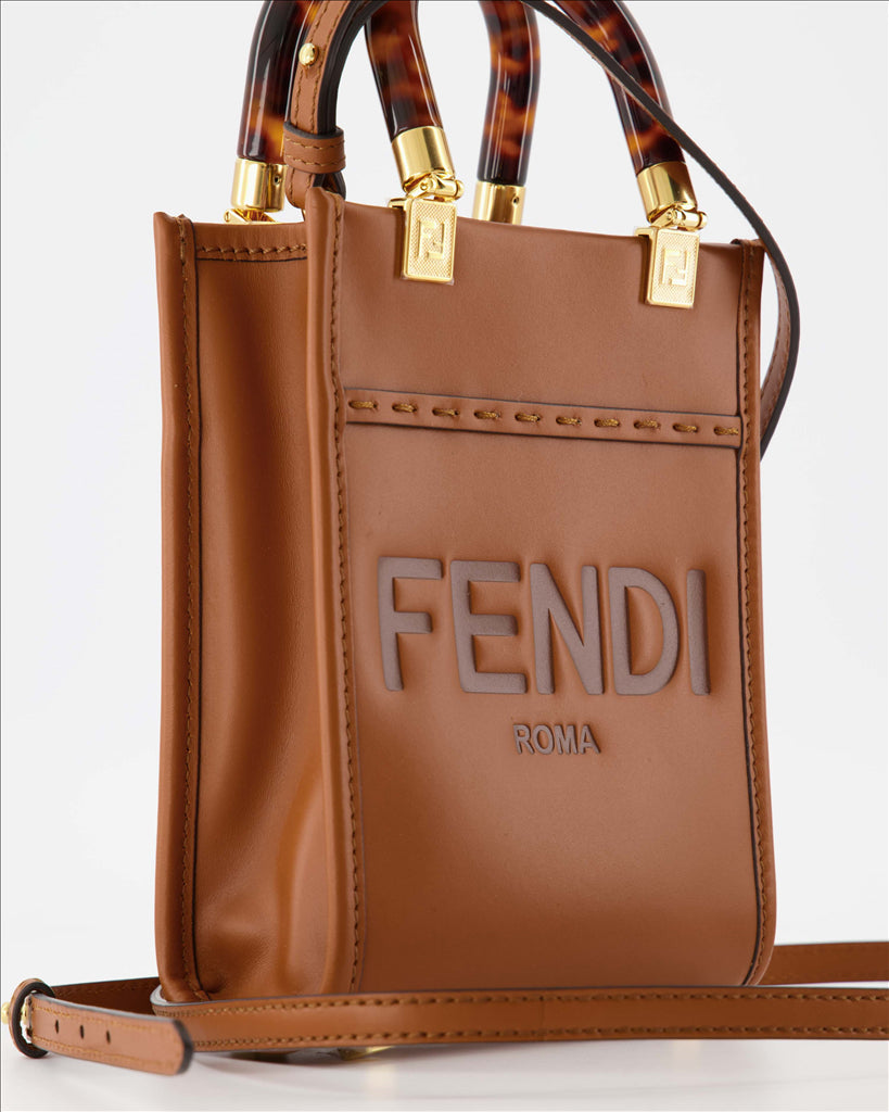 Fendi handbag, Mini Sac Shopping, luxury handbag, marron handbag, women's accessories