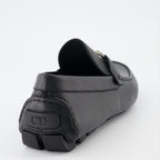 Dior moccasins, luxury black loafers, men's designer shoes, high-end footwear, elegant men's shoes  
