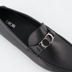Dior moccasins, luxury black loafers, men's designer shoes, high-end footwear, elegant men's shoes  
