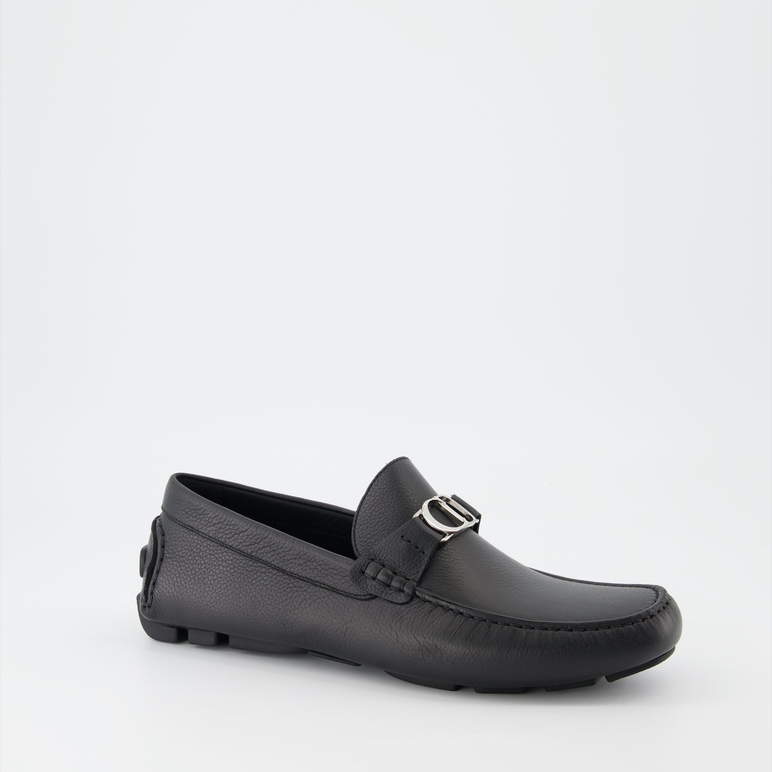 Dior moccasins, luxury black loafers, men's designer shoes, high-end footwear, elegant men's shoes  
