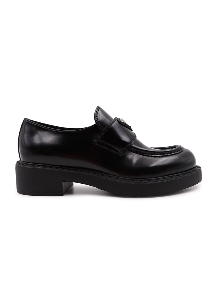 Prada loafers, luxury women's shoes, black leather loafers, Prada leather, Prada shoes