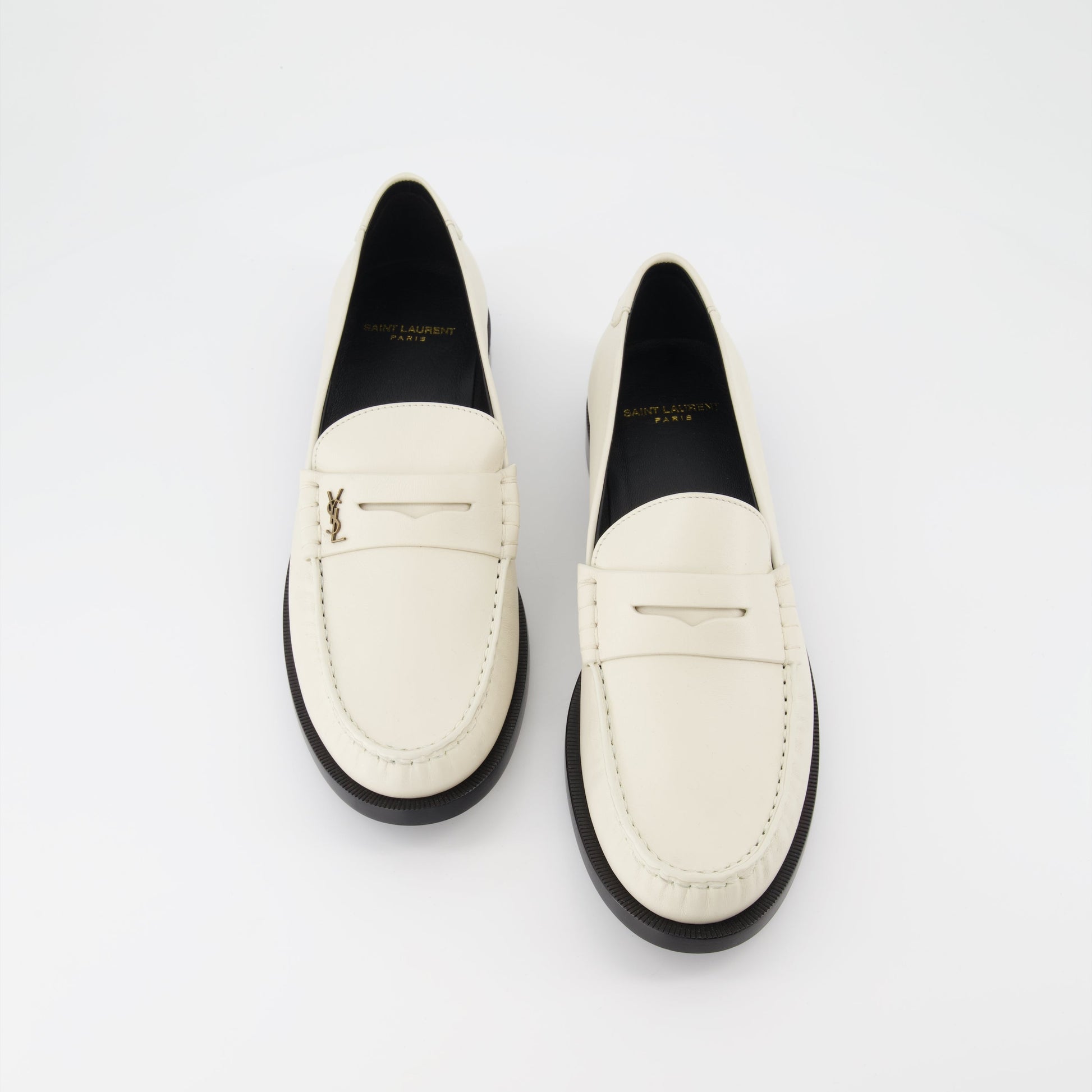 Saint Laurent loafers, white moccasins, men's luxury shoes, designer footwear, elegant men's loafers