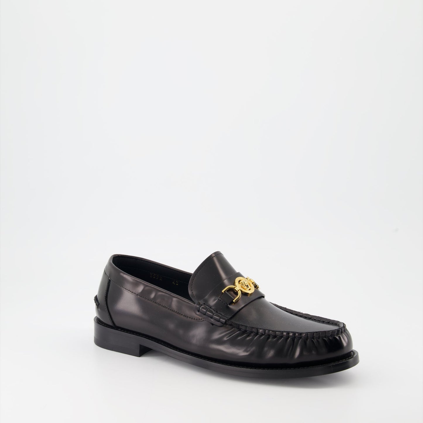 Versace moccasins, luxury leather shoes, Medusa emblem footwear, elegant designer shoes, high-end men's shoes