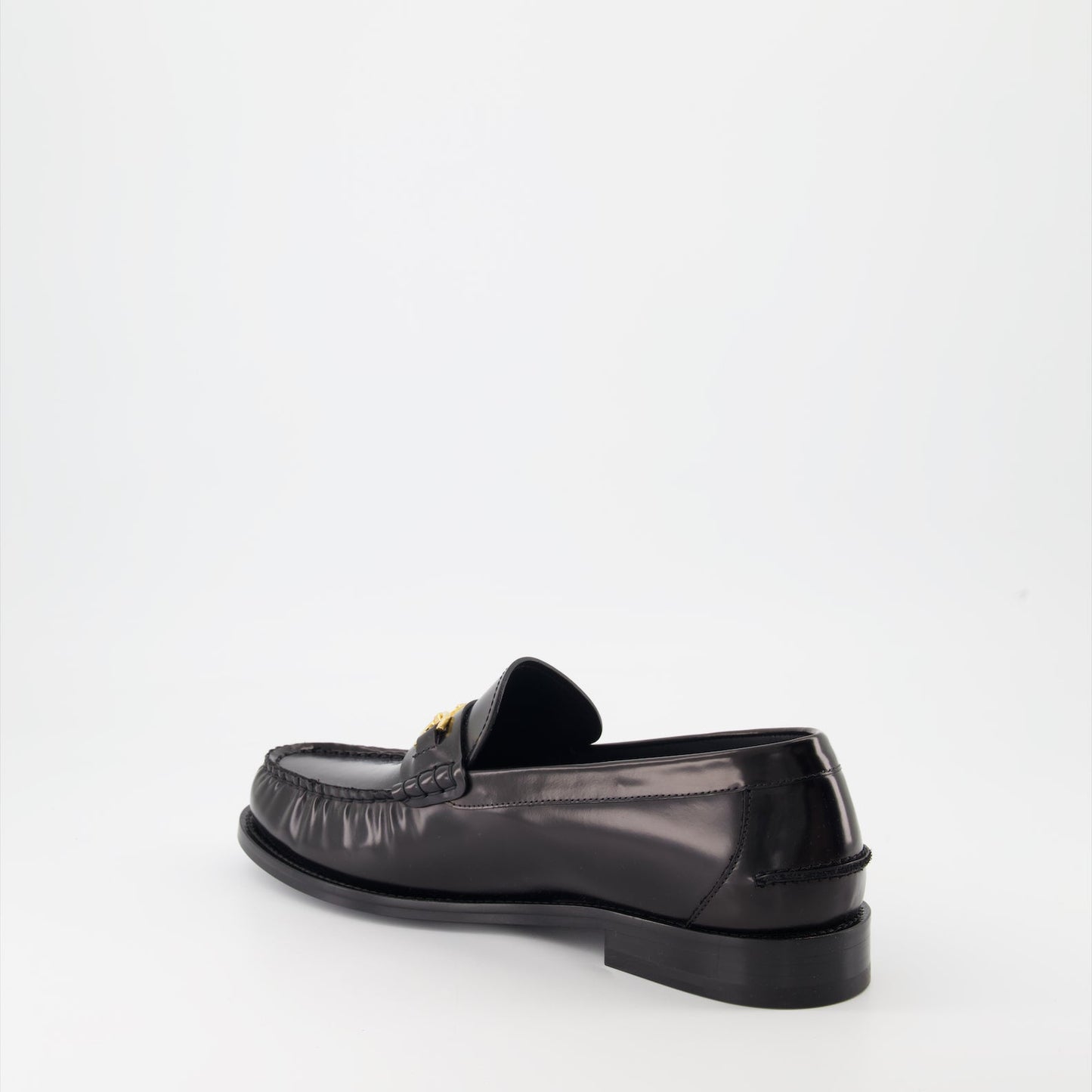 Versace moccasins, luxury leather shoes, Medusa emblem footwear, elegant designer shoes, high-end men's shoes