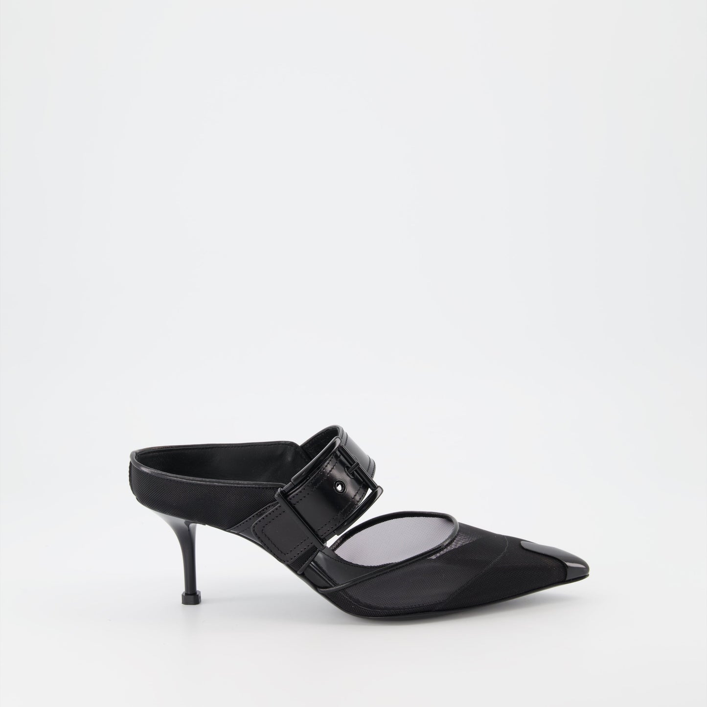 Alexander McQueen, Women's Luxury Mules, Punk Buckle Mules, Designer Footwear, High-End Fashion