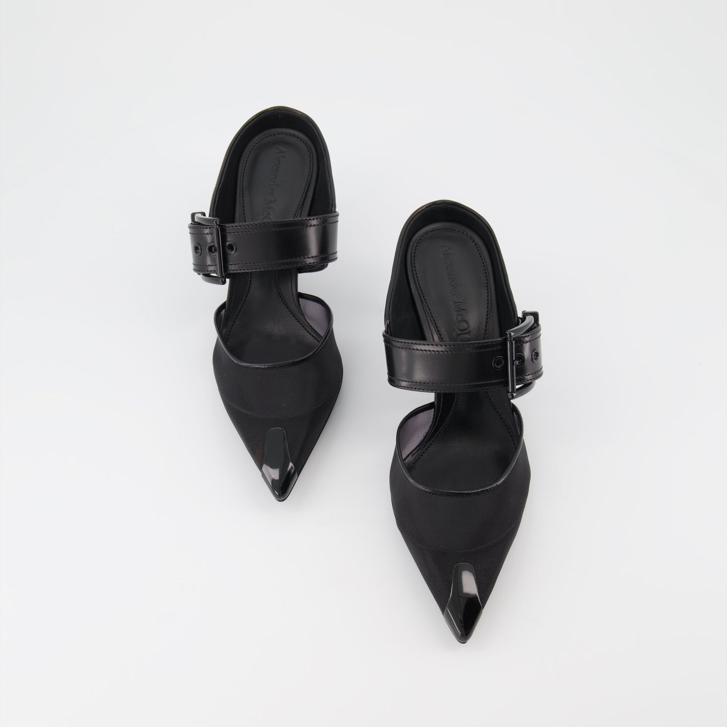 Alexander McQueen, Women's Luxury Mules, Punk Buckle Mules, Designer Footwear, High-End Fashion