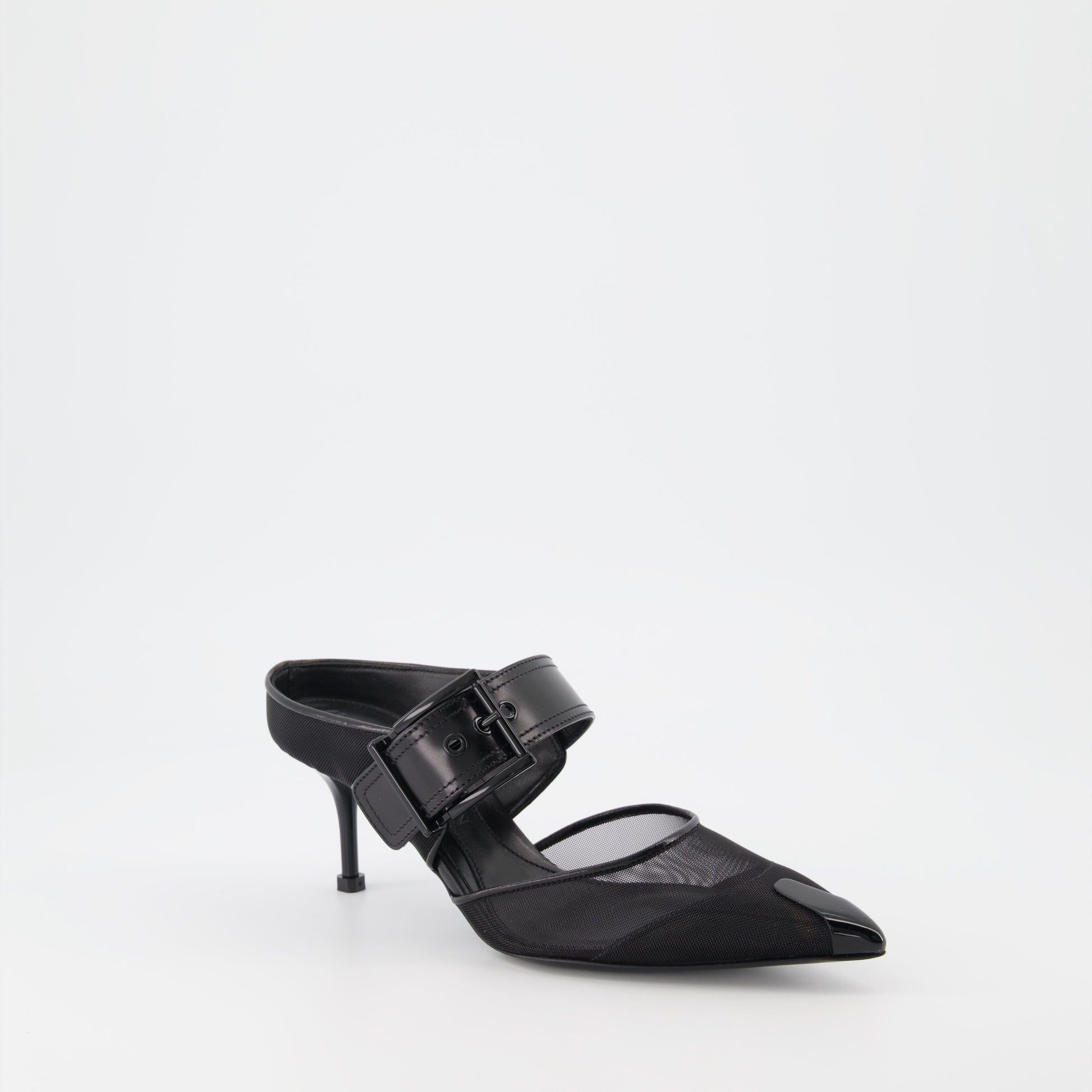 Alexander McQueen, Women's Luxury Mules, Punk Buckle Mules, Designer Footwear, High-End Fashion