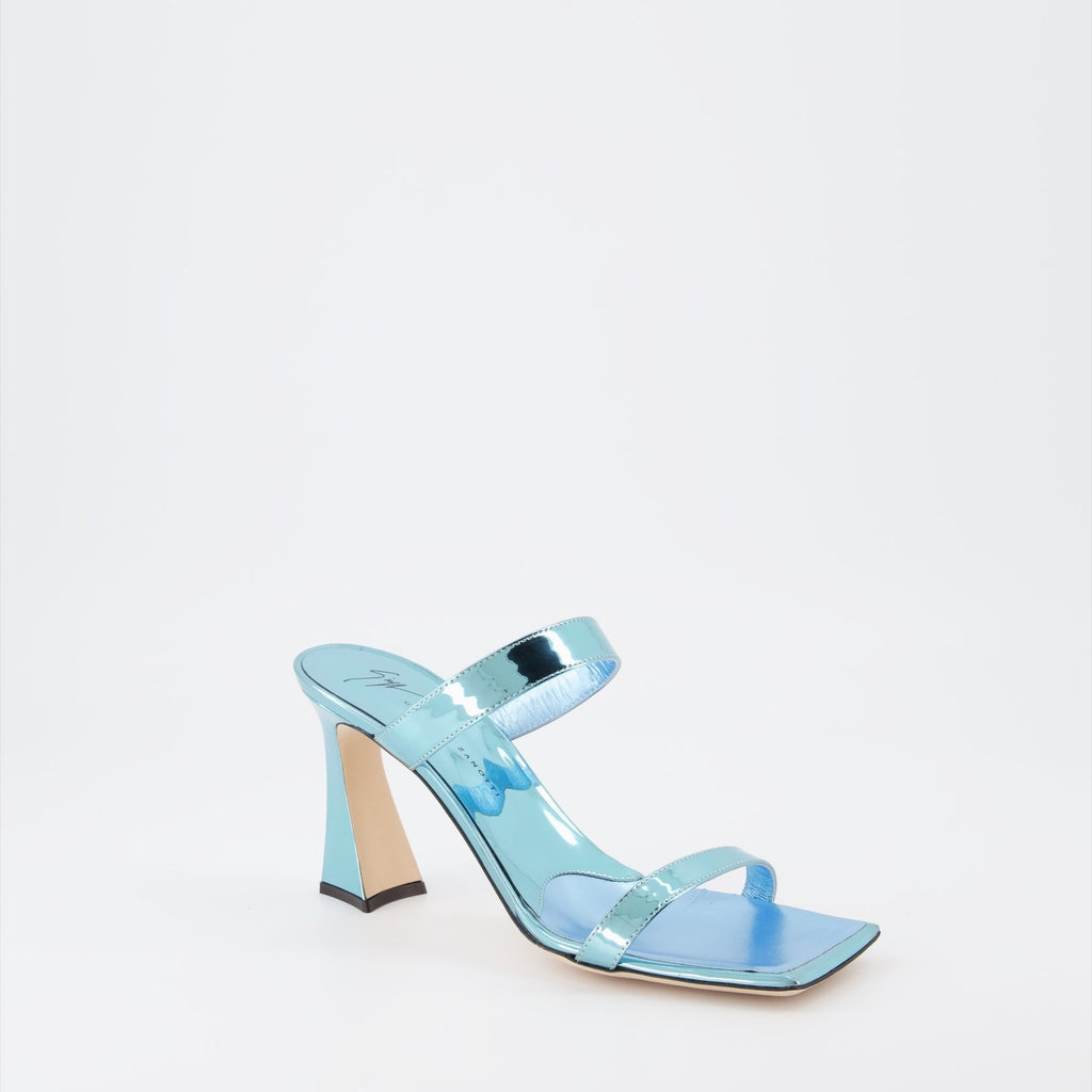 Giuseppe Zanotti, women’s mules, light blue mules, luxury footwear, designer shoes