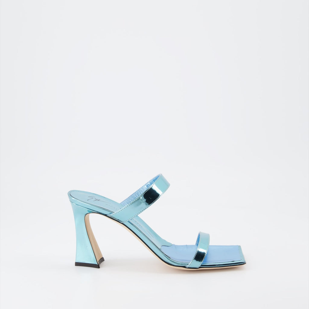 Giuseppe Zanotti, women’s mules, light blue mules, luxury footwear, designer shoes