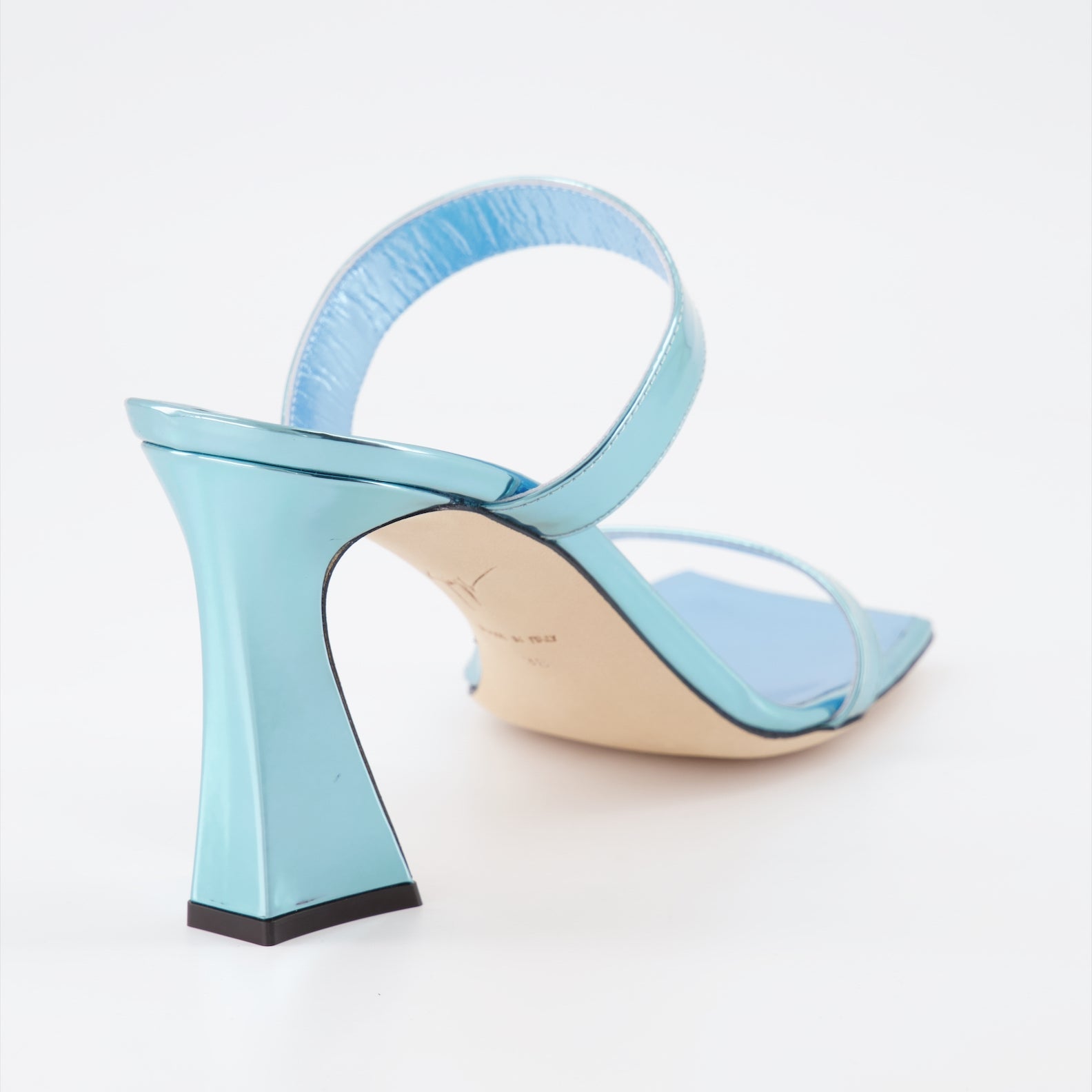 Giuseppe Zanotti, women’s mules, light blue mules, luxury footwear, designer shoes