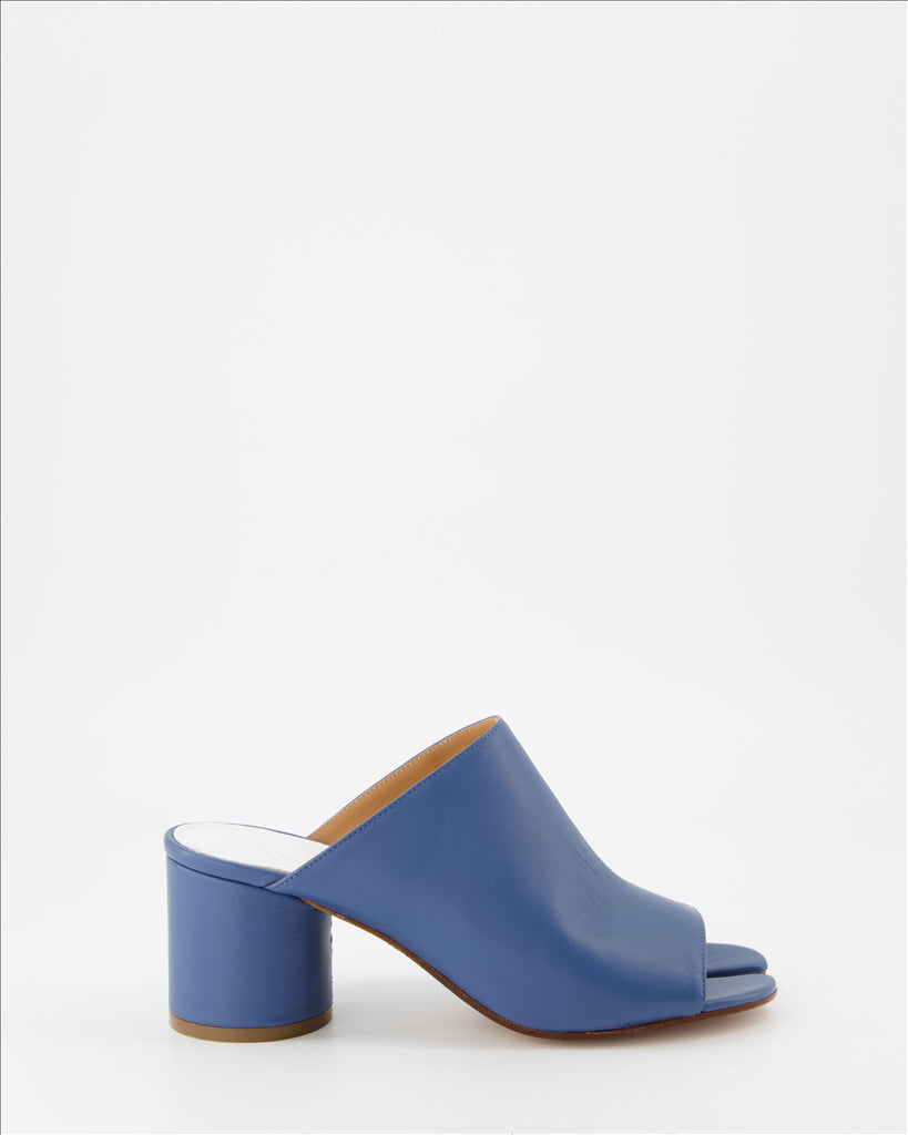 Maison Margiela, Blue Leather Mules, Women's Designer Footwear, Tabi Mules, Luxury Shoes