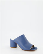 Maison Margiela, Blue Leather Mules, Women's Designer Footwear, Tabi Mules, Luxury Shoes
