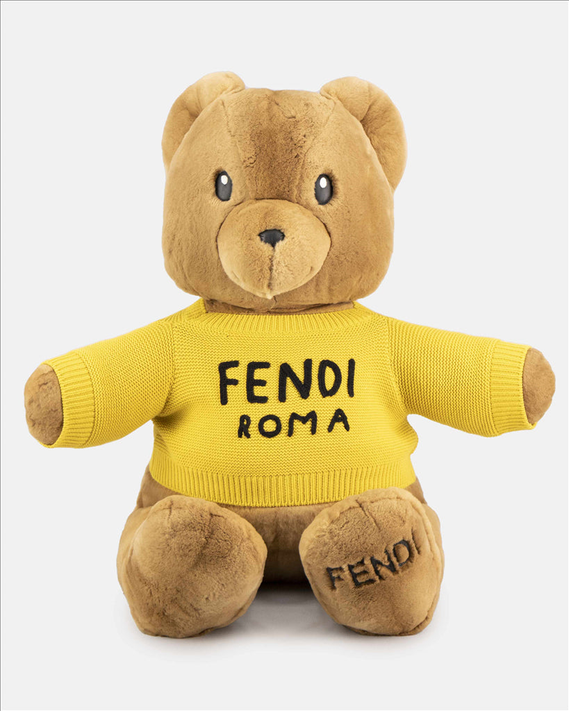 Fendi, mink teddy bear, luxury accessories, beige teddy bear, designer teddy bear