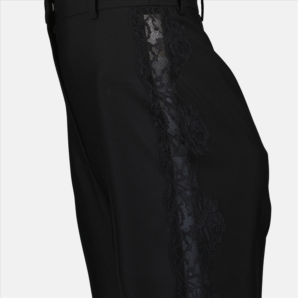 Black lace trousers, Alexander McQueen women, elegant trousers, luxury women's trousers, high-end fashion