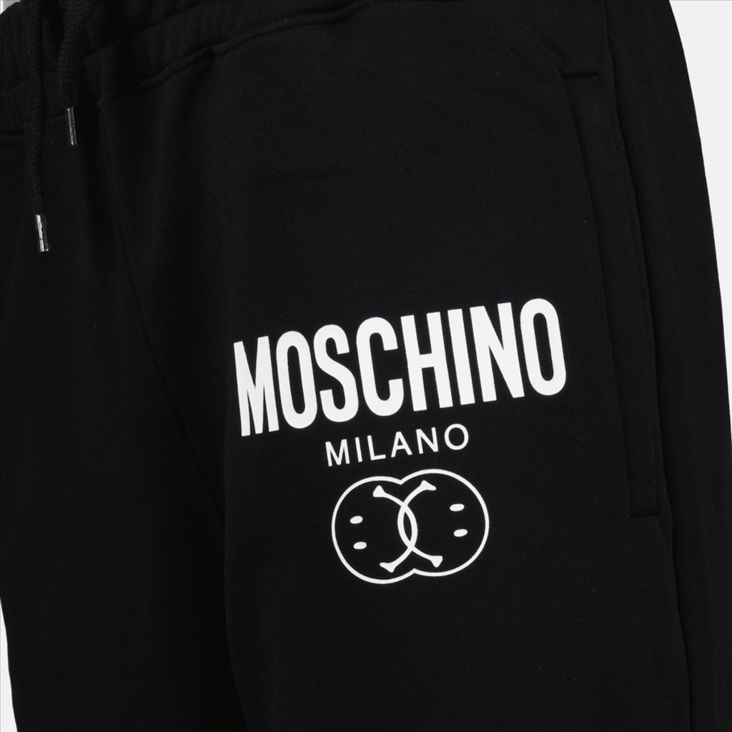 Moschino trousers, logo pants, luxury menswear, designer clothing, masculine trend