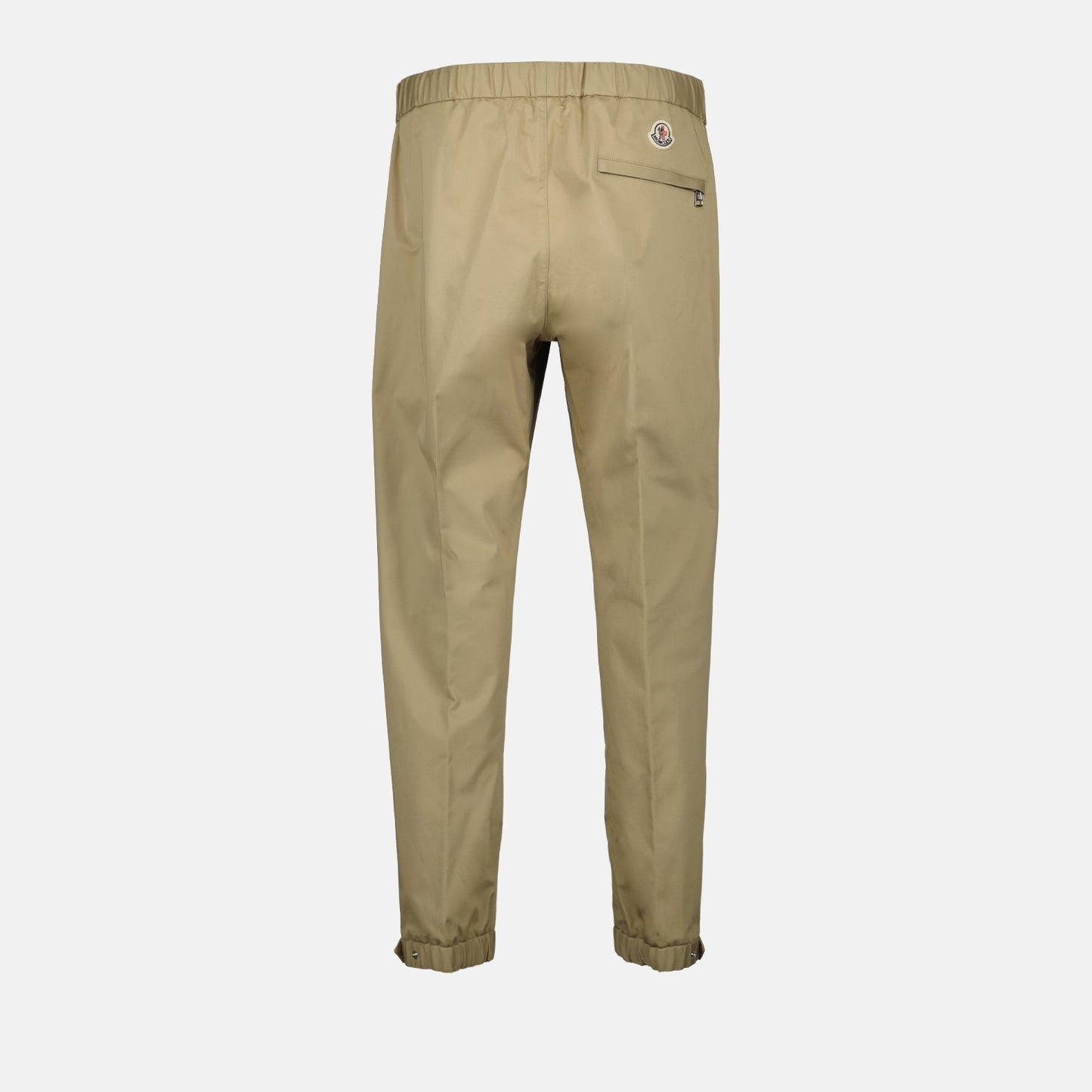 Moncler trousers, beige gabardine pants, luxury men's trousers, high-end fashion, Moncler menswear