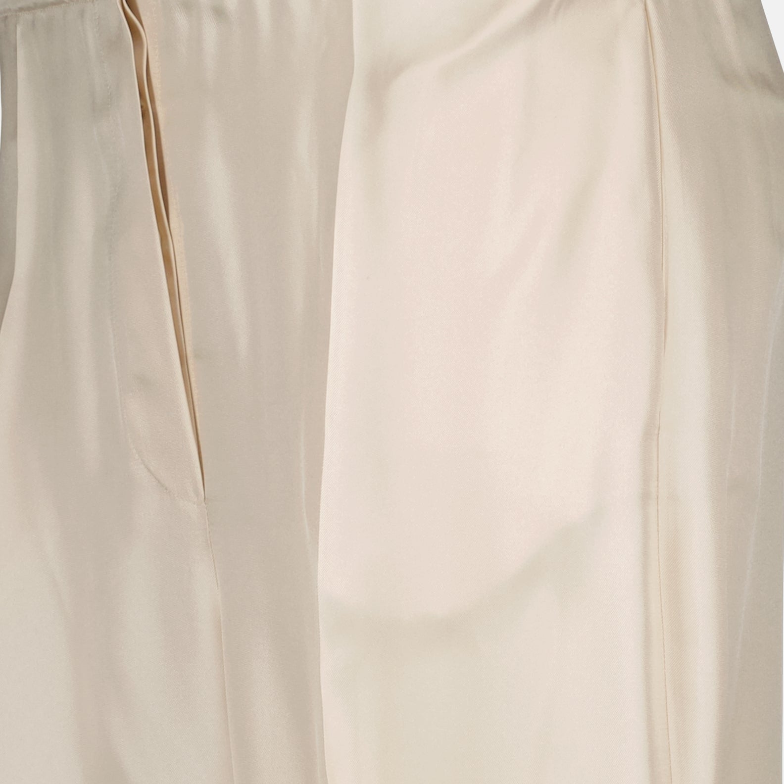 Prada silk trousers, luxury women's pants, beige silk trousers, high-end fashion, women's luxury clothing