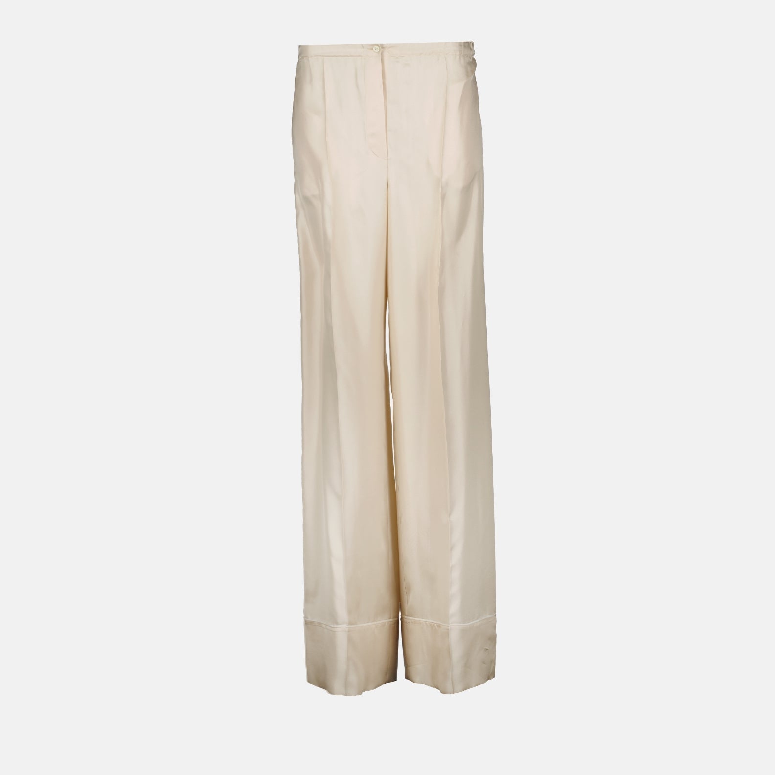 Prada silk trousers, luxury women's pants, beige silk trousers, high-end fashion, women's luxury clothing