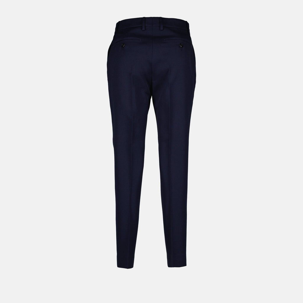 AMI Paris, blue pleated trousers, women's luxury fashion, elegant trousers, premium materials