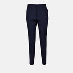 AMI Paris, blue pleated trousers, women's luxury fashion, elegant trousers, premium materials