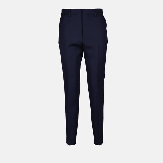 AMI Paris, blue pleated trousers, women's luxury fashion, elegant trousers, premium materials