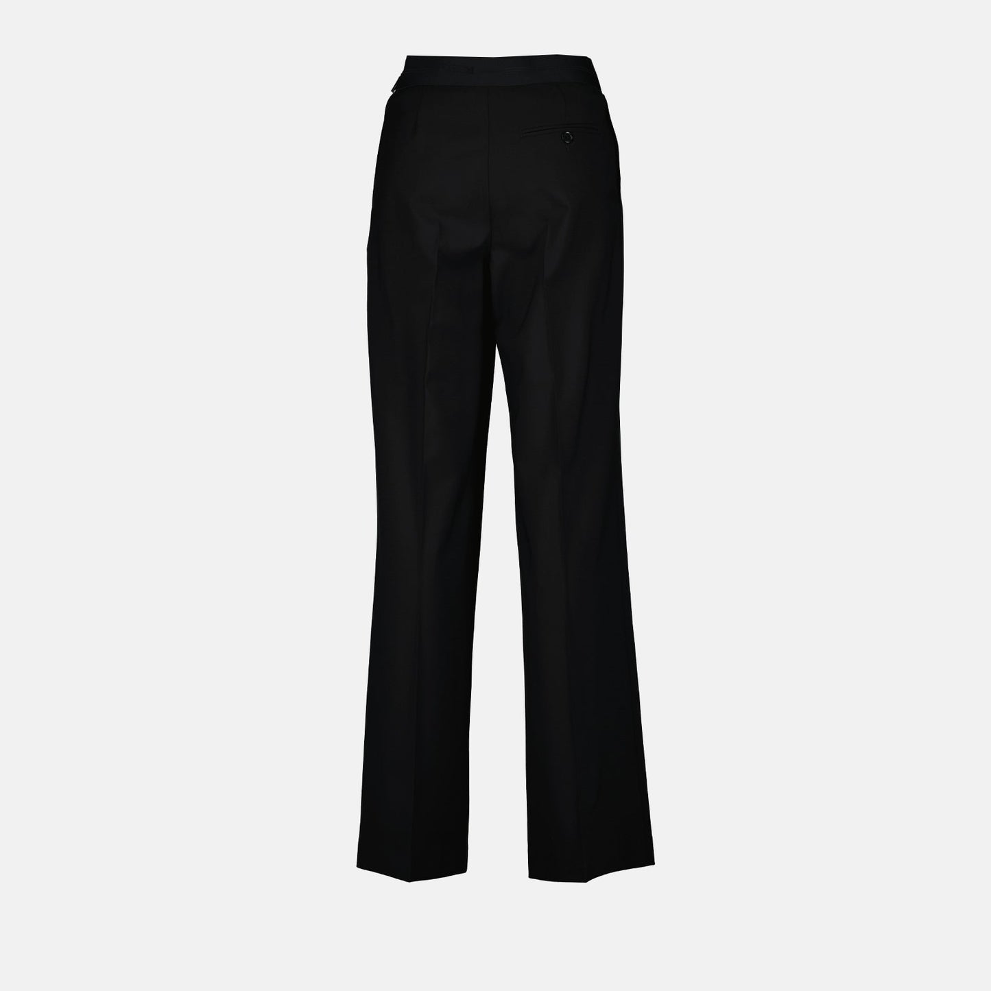 black wool pants, MSGM, luxury women’s pants, straight-leg trousers, high-end fashion