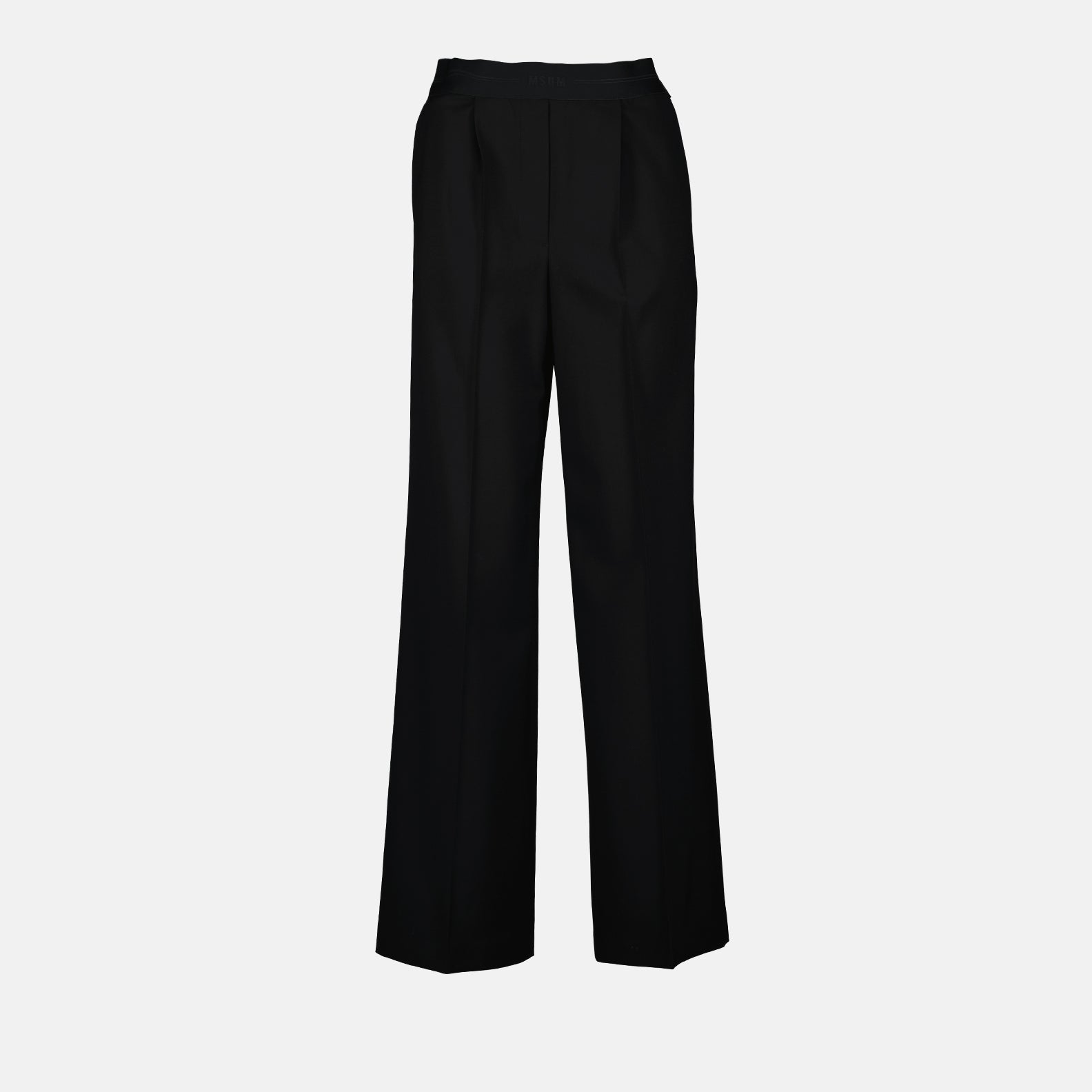 black wool pants, MSGM, luxury women’s pants, straight-leg trousers, high-end fashion