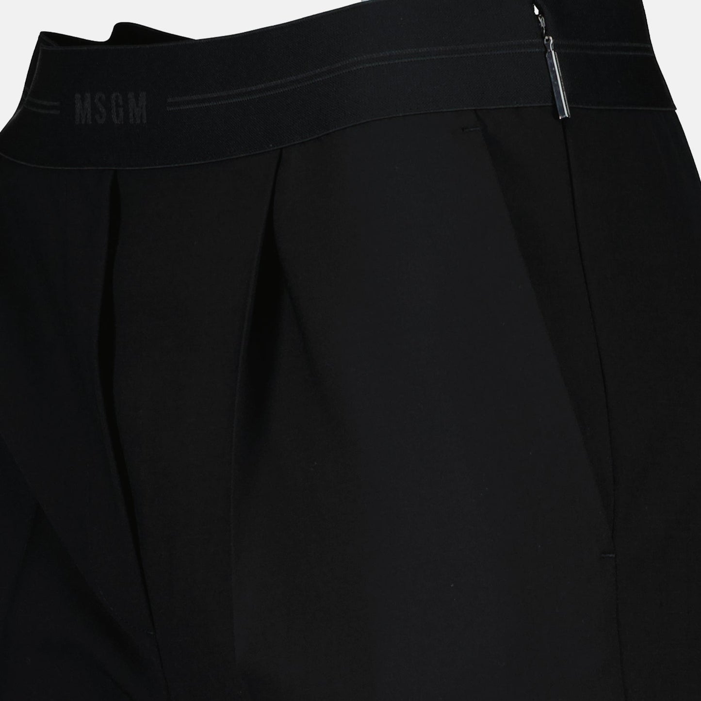 black wool pants, MSGM, luxury women’s pants, straight-leg trousers, high-end fashion